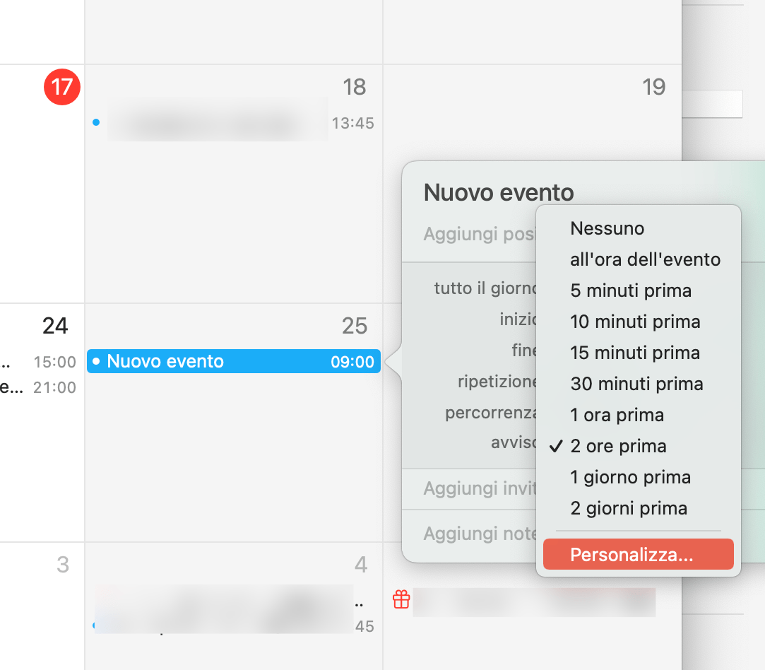 Avviso Calendario Apple